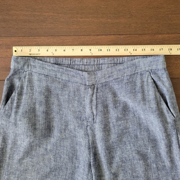 Old Navy Cropped Wide Leg Linen Blend High-Rise Pants Women's Size Large Blue - Picture 5 of 10